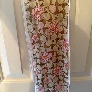 Coach Floral Logo Scarf — Cream, Brown, Pink